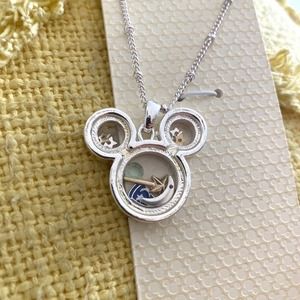 DISNEY PARKS SILVER MICKEY MOUSE NECKLACE MICKEY HEAD Fantasia CHARMS